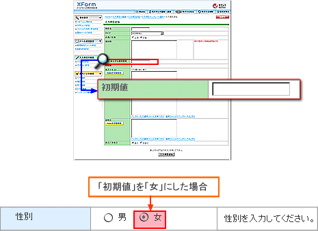 「初期値」の編集 